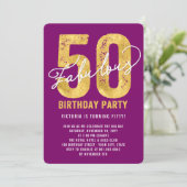 金ゴールド50歳の誕生日パーティー招待状 招待状 (スタンド正面)