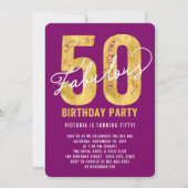 金ゴールド50歳の誕生日パーティー招待状 招待状 (正面)