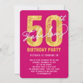 金ゴールド50歳の誕生日パーティー招待状 招待状 (正面)