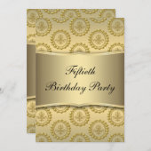 金ゴールド50歳の誕生日パーティー 招待状 (正面/裏面)