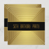 金ゴールド50歳の誕生日パーティー 招待状 (正面/裏面)