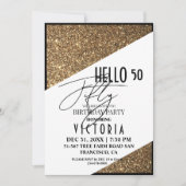 金ゴールド50歳モダン50歳の誕生日パーティー 招待状 (正面)