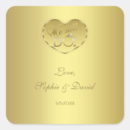 金ゴールド50結婚周年我々はまだ行う スクエアシール (正面)