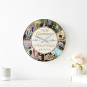 金ゴールド50結婚周年記念写パーソナライズされた真 ラージ壁時計 (ホーム)