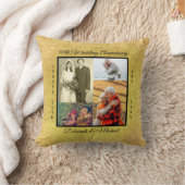 金ゴールド50結婚周年記念写真コラージュ クッション (ブランケット)