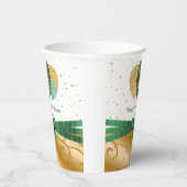 金ゴールド50誕生日、グリーンシルクリボン、風船 紙コップ (右)