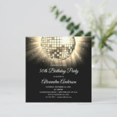 金ゴールド50thバースデーパーティーディスコボール 招待状 (スタンド正面)