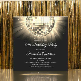 金ゴールド50thバースデーパーティーディスコボール 招待状