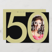 金ゴールド50thフォト誕生日またはその他のパーティの招待状 招待状 (正面/裏面)