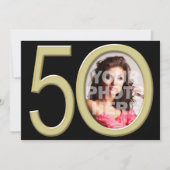 金ゴールド50thフォト誕生日またはその他のパーティの招待状 招待状 (正面)