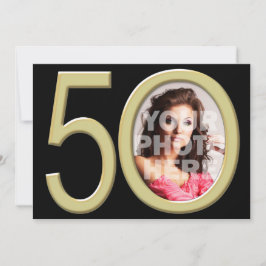 金ゴールド50thフォト誕生日またはその他のパーティの招待状 招待状