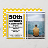 金ゴールド50thフォト誕生日招待状 招待状 (正面/裏面)