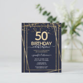 金ゴールド50th誕生日パーティバジェット招待状 (スタンド正面)