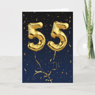 金ゴールド55マイラー誕生日バルーンと紙吹雪カード カード