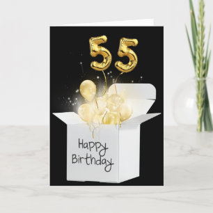 金ゴールド55誕生日風船（白） カード