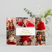 金ゴールド6写真フォトコラージメリークリスマス 箔シーズンカード (立ち正面)