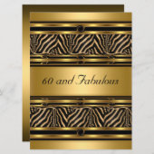 金ゴールド60と素晴らしい誕生日パーティーの招待 招待状 (正面/裏面)