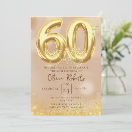 金ゴールド60番目の誕生日招待状 シーズンカード