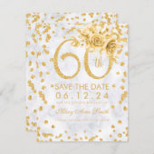 金ゴールド60誕生日グラムマーブル セーブザデート (正面/裏面)