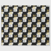 金ゴールド60誕生日バルーン(白いボックス) ラッピングペーパー (フラット)