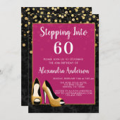 金ゴールド60誕生日パーティーへの参加 招待状 (正面/裏面)