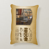 金ゴールド60誕生日ワールド最高ののカスタムフォトフレーム アクセントクッション (裏面(縦))