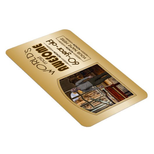 金ゴールド60誕生日ワールド最高ののカスタムフォトフレーム マグネット (右側)