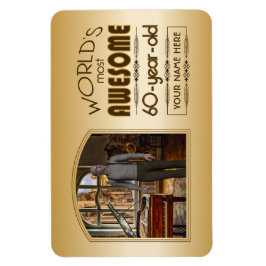 金ゴールド60誕生日ワールド最高ののカスタムフォトフレーム マグネット