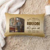 金ゴールド60誕生日ワールド最高ののカスタムフォトフレーム ランバークッション (ブランケット)