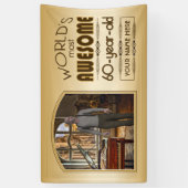 金ゴールド60誕生日ワールド最高ののカスタムフォトフレーム 横断幕 (縦)