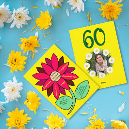 金ゴールド60誕生日赤シンプルひまわり 招待状