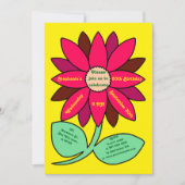 金ゴールド60誕生日赤シンプルひまわり 招待状 (正面)