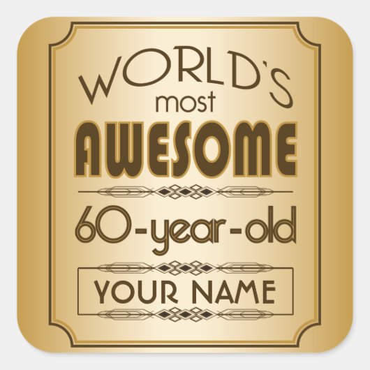 金ゴールド60誕生祝いワールドファブラス スクエアシール (正面)