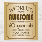 金ゴールド60誕生祝いワールドファブラス ワインラベル (シングルラベル)