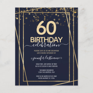 金ゴールド60th誕生日パーティバジェット招待状