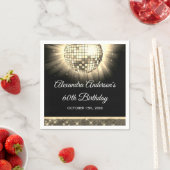金ゴールド60th Birthday Party 70's Disco Ball スタンダードカクテルナプキン (インサイチュ)