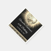 金ゴールド60th Birthday Party 70's Disco Ball スタンダードカクテルナプキン (角)