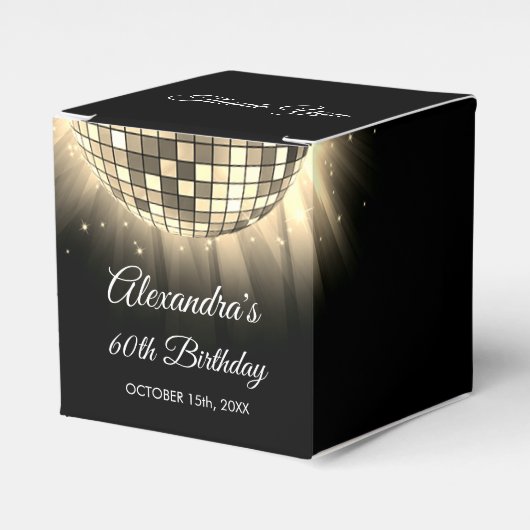 金ゴールド60th Birthday Party 70's Disco Ball フェイバーボックス (正面サイド)
