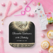 金ゴールド60th Birthday Party 70's Disco Ball ペーパープレート (パーティー)