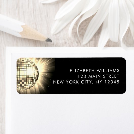 金ゴールド60th Birthday Party 70's Disco Ball ラベル (インサイチュ)