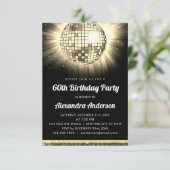 金ゴールド60th Birthday Party 70's Disco Ball 招待状 (スタンド正面)