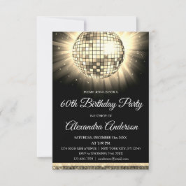 金ゴールド60th Birthday Party 70's Disco Ball 招待状