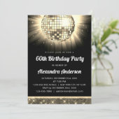 金ゴールド60th Birthday Party 70's Disco Ball 招待状 (スタンド正面)