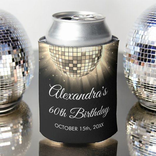 金ゴールド60th Birthday Party 70's Disco Ball 缶クーラー