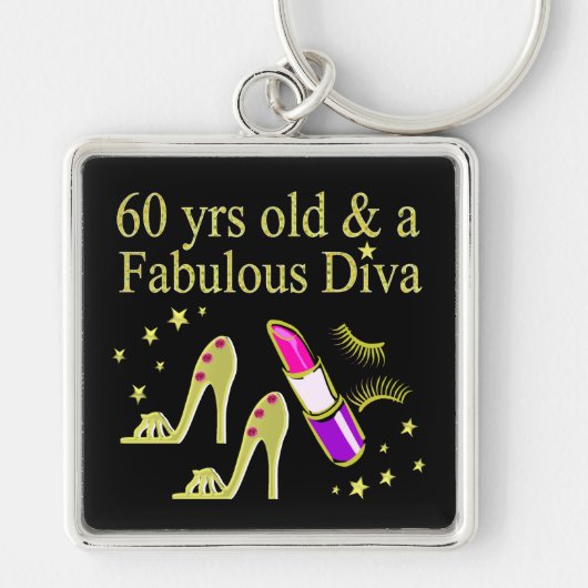 金ゴールド60YRSオールド&素晴らしいDIVA キーホルダー (正面)