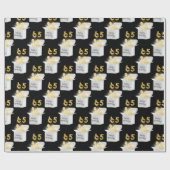 金ゴールド65番目の誕生日バルーン(白いボックス) ラッピングペーパー (フラット)