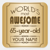 金ゴールド65誕生祝いワールド最高のファブラス スクエアシール (正面)