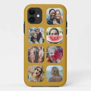 金ゴールド7フォトコラージュ正方形テンプレートiPhoneケース iPhone 11 ケース