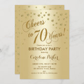 金ゴールド70歳の誕生日パーティー 招待状 (正面/裏面)