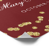 金ゴールド70誕生日グリッター紙吹雪ブルゴーニュ ポスター (角)